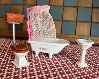 Vintage Cast Iron The Littles Mattel Dollhouse Bathroom