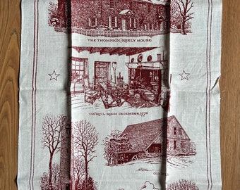 Vintage Kay Dee Linen Tea Towel, Washington Crossing Park Pennsylvania Souvenir Kitchen Towel