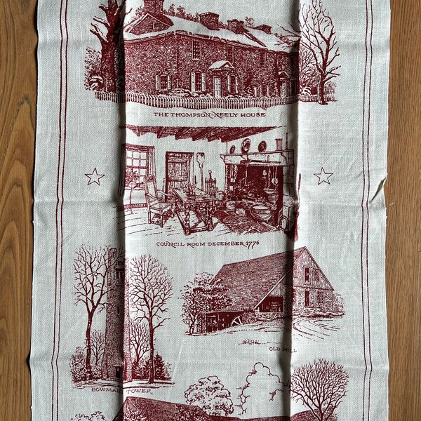 Vintage Kay Dee Linen Tea Towel, Washington Crossing Park Pennsylvania Souvenir Kitchen Towel