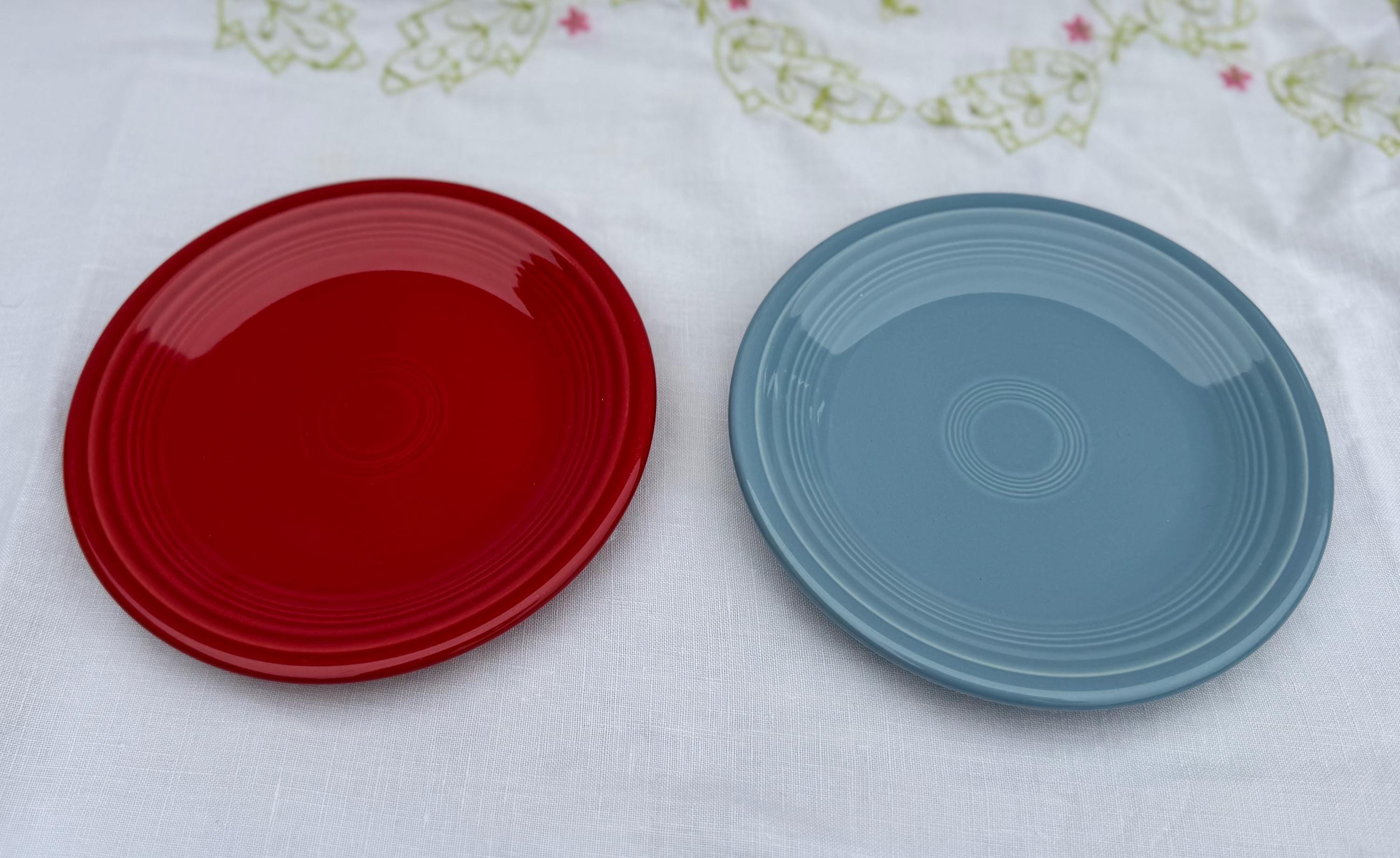Set of 2 Vintage Red and Blue Fiesta Ware Bread Plate