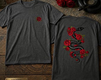 Camiseta Serpiente y Rosa, Camiseta estilo tatuaje gótico, Camiseta estética vintage, Camiseta No confíes en nadie, Camiseta gráfica urbana, Estampado en la espalda, Camiseta de regalo