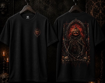 Camiseta Niño de Octubre, Camisa Esqueleto Calabaza Halloween, Camiseta Horror Gótico, Moda Urbana de Otoño,Regalo Halloween Estética Oscura
