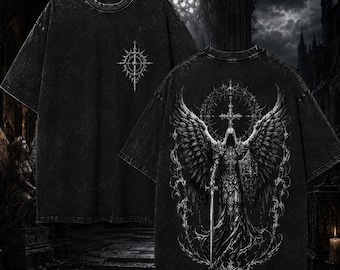 Camiseta Ángel Gótico, Camisa Dark Fantasy, Streetwear Gótico, Camiseta Negra Vintage, Ropa Estética Unisex