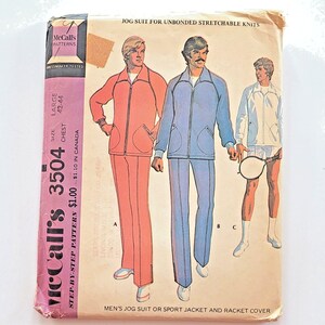 McCall's Pattern 3504 Jogging Suit Sports Jacket Racket Cover SZ Lg 42-44