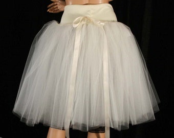 Victorian Ivory cream tulle skirt knee length Adult tutu bridal petticoat Sizes XS - Plus size - wedding dance bachelorette bridesmaid skirt