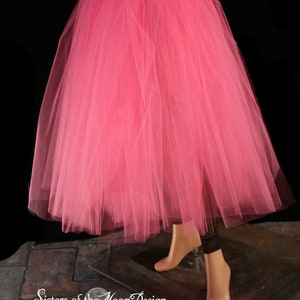 Hot Pink Floor length Adult tutu tulle skirt petticoat two layer bridal wedding prom dance bridesmaid You Choose Size Sisters of the Moon image 1