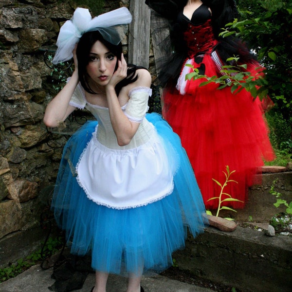 Alice Wonderland TUTU Tulle Skirt Blue apron Romance knee length Adult costume halloween cosplay dress up - All Sizes XS - Plus size - SOTMD