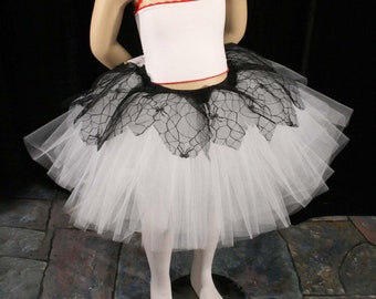 Ready to ship - Bat tutu tulle and lace skirt black white child Sz 2T+ halloween dance costume goth gothic alternative - Sisters of the Moon