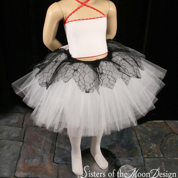 Ready to ship - Bat tutu tulle and lace skirt black white child Sz 2T+ halloween dance costume goth gothic alternative - Sisters of the Moon