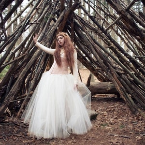 Ivory Maxi Tulle skirt Adult tutu Petticoat three layer Floor length Sizes XS - Plus size Bride bridal wedding steampunk Sisters of the Moon