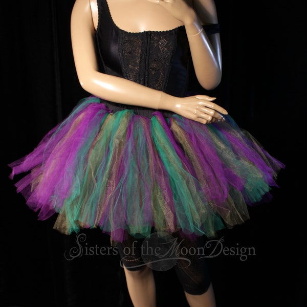 Mardi gras Adult tutu tulle skirt purple green gold streamer style run race costume halloween carnival club dance parade  -All Sizes XS-Plus