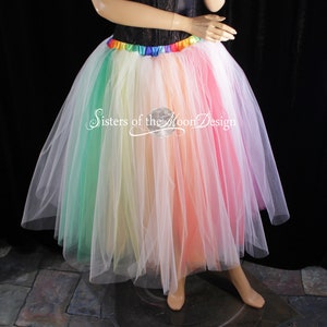 White Rainbow tutu tulle skirt tea length wedding bridal Pride bachelorette bridesmaids dance fairytale -All Sizes - XS to Plus size - SOTMD