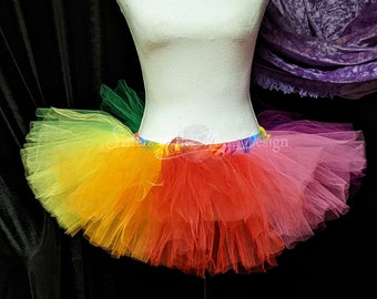 Rainbow Tulle Mini Adult tutu skirt Sizes XS - Plus size - dance roller derby costume pride runner Halloween cosplay Rave Club festival wear