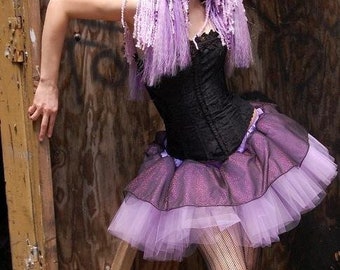 Sparkle Lavender black Tutu skirt dance costume roller derby pastel goth cyber gothic halloween run club rave - Adult Size XS- Plus - SOTMD