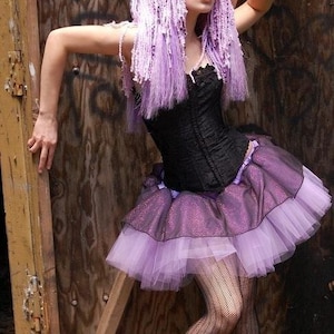 Sparkle Lavender black Tutu skirt dance costume roller derby pastel goth cyber gothic halloween run club rave Adult Size XS Plus SOTMD image 1