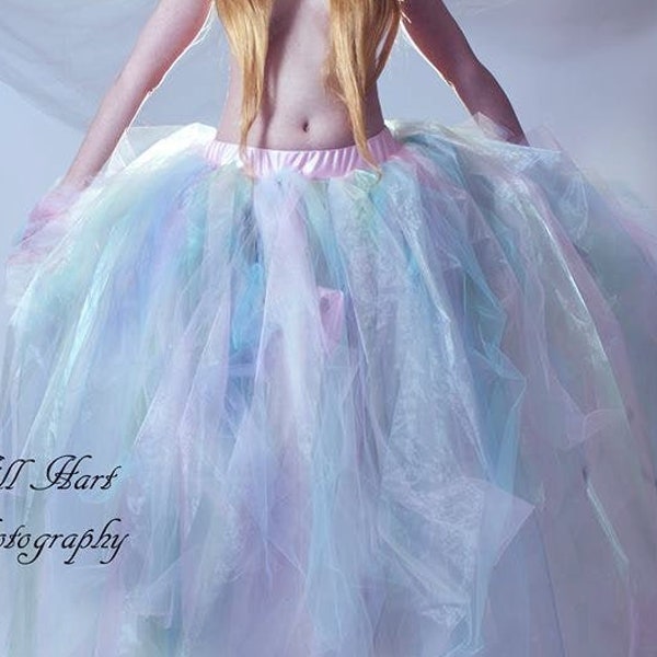 Pastel Unicorn tulle tutu skirt Streamer formal offbeat Bridal Fairytale wedding princess dance prom fantasy - All Sizes XS - Plus - SOTMD