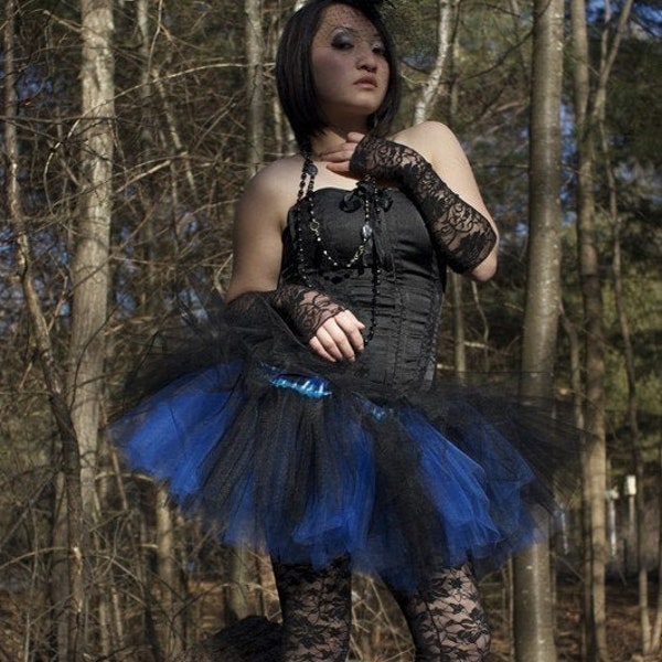 Black Blue Layered Adult tutu tulle skirt petticoat Sizes XS -  Plus gothic dance rave club wear run bachelorette party 80s costume cosplay