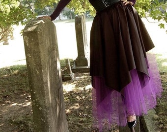 Gothic handkerchief asymmetric style long skirt purple and black goth steampunk ren faire bridesmaid -All Sizes XS-Plus  Sisters of the Moon
