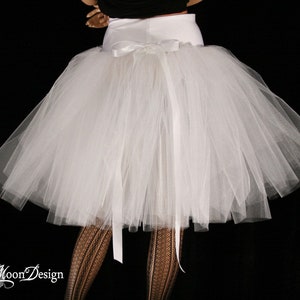 White Victorian Romance midi tulle skirt petticoat knee length with UNDERSKIRT  - Adult sizes XS - Plus - bridal wedding bride bachelorette