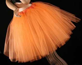 Orange tulle Adult tutu skirt Mid knee length two layer petticoat bridal dance costume Halloween - All Sizes XS - Plus - Sisters of the Moon
