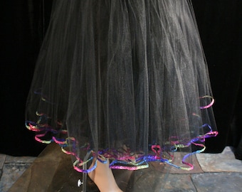 Black Rainbow tulle skirt Adult tutu floor length petticoat gothic goth bridal pride dark goth dance wedding -All Sizes- Sisters of the Moon