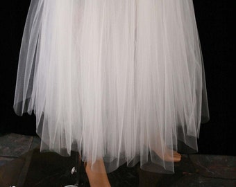 White Floor length Adult tutu tulle maxi skirt bridal petticoat - Sizes XS - Plus size - formal dance wedding bride prom poofy ball gown