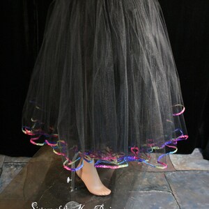 Black Rainbow tulle skirt Adult tutu floor length petticoat gothic goth bridal pride dark goth dance wedding -All Sizes- Sisters of the Moon