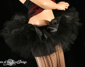 Black Swan mini TUTU skirt organza tulle gothic dark Dance costume halloween cosplay bachelorette -Adult Size XS - Plus -Sisters of the Moon