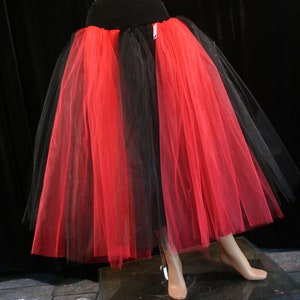 Gothic Red Black Tulle skirt Floor length Adult tutu stripe petticoat gothic bridal wedding Harley - You Choose Size - Sisters of the Moon