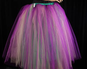 Mardi Gras Tulle tutu falda longitud del piso Enagua oro púrpura verde boda nupcial fantasía -Todas las tallas XS Plus -Hermanas de la Luna