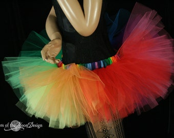 Rainbow Adult tutu skirt Mini micro Sizes XS - Plus size - dance roller derby costume pride runner Halloween cosplay Rave Club festival wear