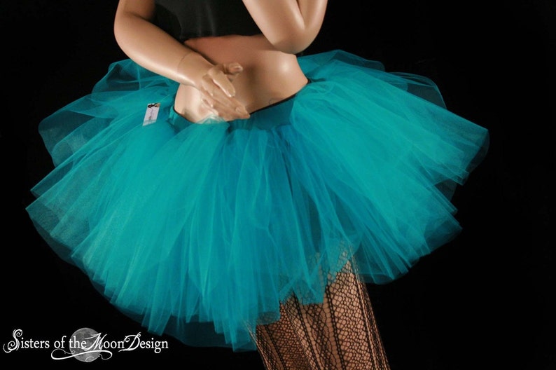 Teal Adult tutu skirt short tulle skirt Sizes XS Plus size petticoat dance roller derby costume rave wear ballet bachelorette festival image 3