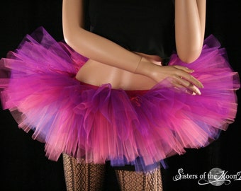 Pink Purple adult tutu mini skirt four layer - Size XS Plus - cat cosplay costume halloween dance ballet rave party birthday bachelorette