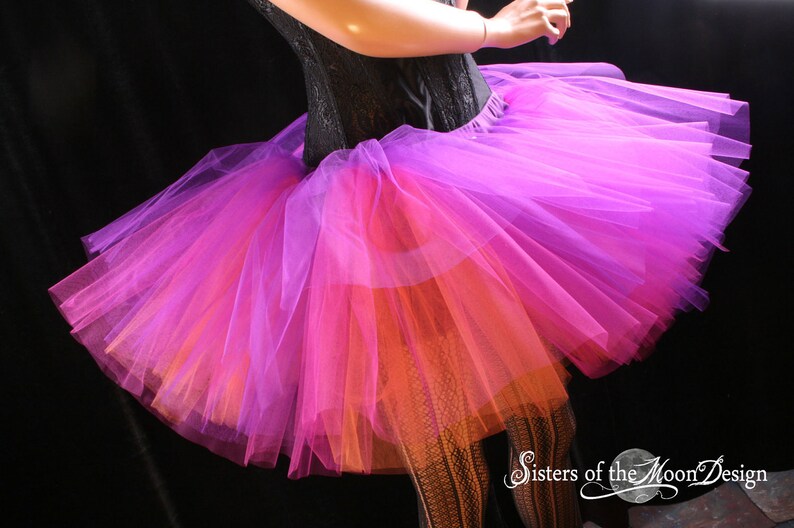 Purple fuchsia orange adult tutu tulle skirt Three layers Custom Sizes XS Plus roller derby costume dance bachelorette 80s party kawaii image 1