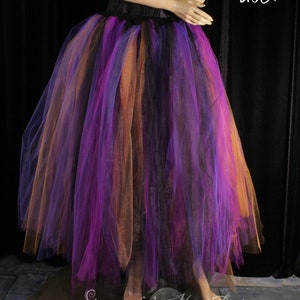 Witchy tulle tutu skirt witch streamer purple orange halloween costume tea calf length dance Adult sizes XS Plus Sisters of the Moon image 4