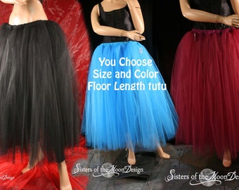 Custom Color adult tutu tulle skirt Floor length petticoat All Sizes XS - Plus - for dance wedding bridal bachelorette party prom costume