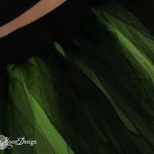 Black Neon Green adult tutu tulle midi skirt Streamer style knee length Sizes XS Plus goth UV halloween witch costume dance club rave image 5