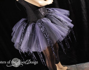 Amethyst pixie ragged tulle lace tutu adult skirt dance halloween rave run race  costume -You Choose Size -- Sisters of the Moon