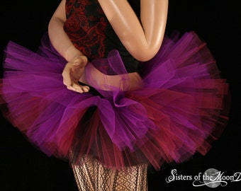 Plum Adult tutu tulle mini skirt purple wine black Sizes XS - Plus size - bridal gothic costume halloween bachelorette party rave club run