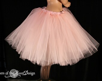 Peach Adult tutu midi tulle skirt petticoat Sizes XS - Plus - Knee length bridal poofy tutu costume halloween wedding bachelorette party