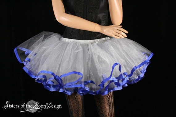 Silver Adult Tutu Skirt Short Tulle Petticoat Blue Trimmed Sizes XS Plus Size Halloween Costume Superhero Princess Bridal Bachelorette Etsy