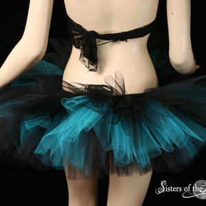 Black Teal Adult mini tutu tulle skirt All Sizes Xs Plus Poofy three layer goth dance party costume roller derby bachelorette rave club image 7