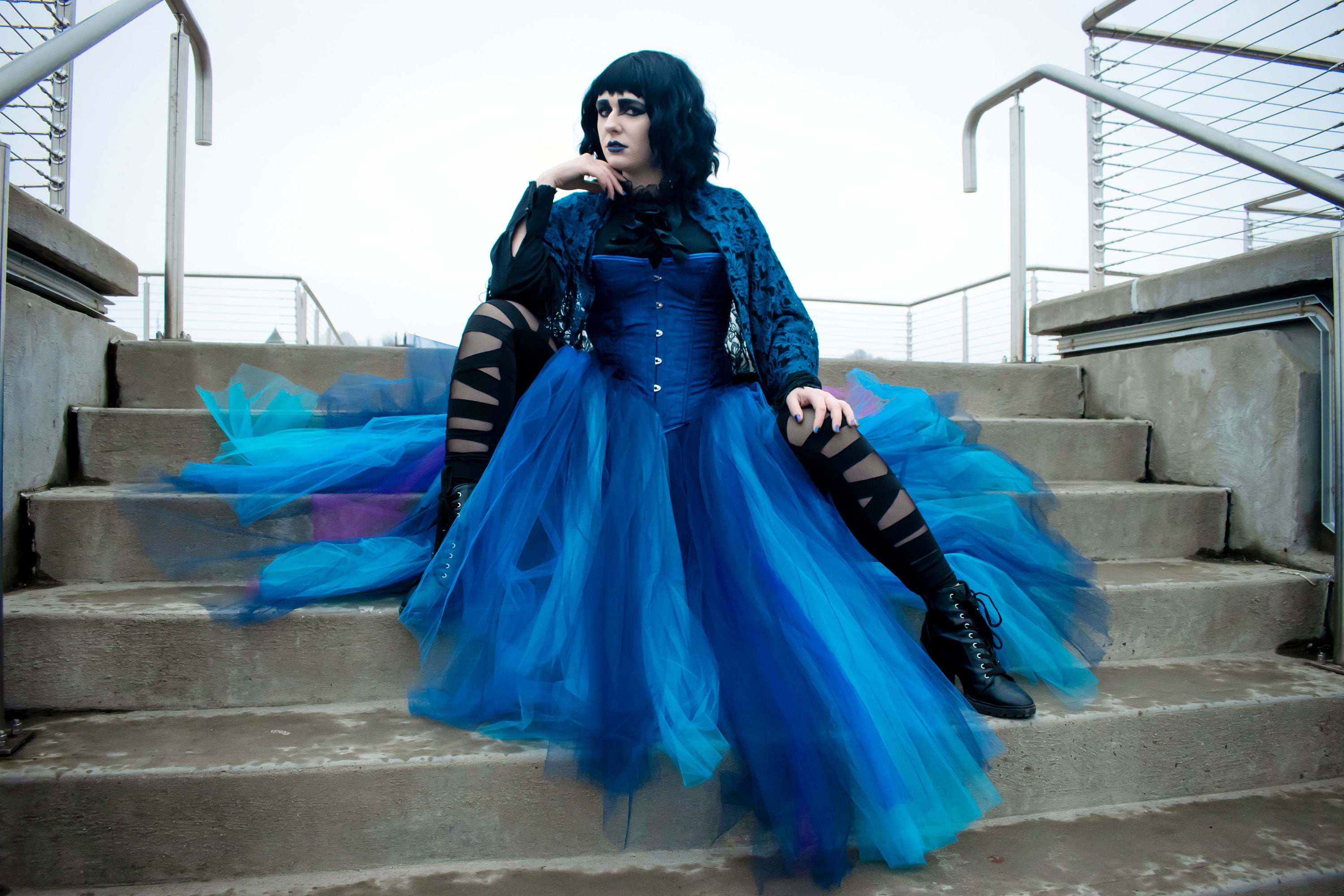 Plus size tulle skirt blue 2025