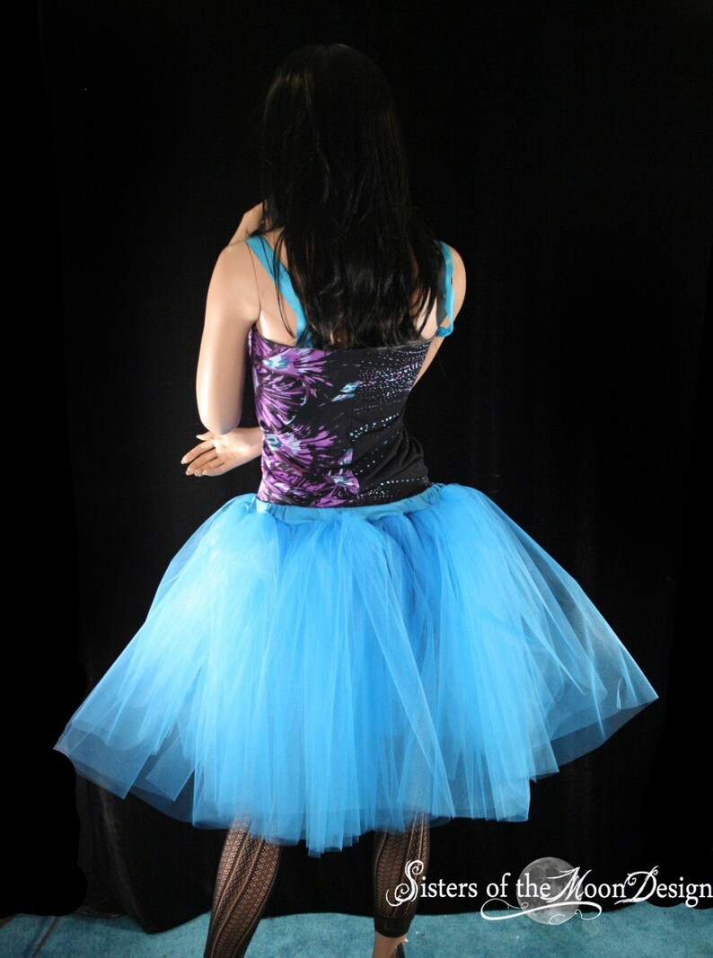 Turquoise Blue Tulle skirt adult tutu knee length Midi petticoat Sizes XS Plus size bridal wedding costume ballet dance bachelorette party image 4