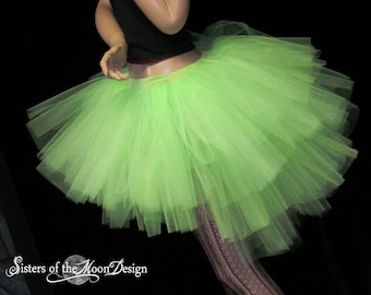 Toxic Neon Citrus tutu skirt layered Ring Master Hi low huge poofy adult carnival UV dance rave club -You Choose Size - Sisters of the Moon