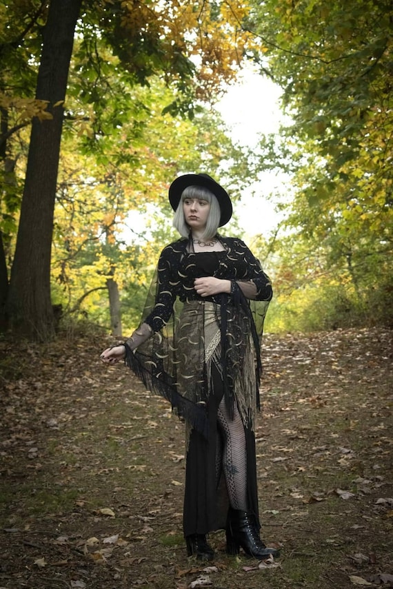 princess polly baby blue dress Black & Silver Moon Shawl Cape Large Sheer Tringle With Fringe Goth Bridal  Wrap Witchy Bohemian Boho Halloween - Sisters of the Moon