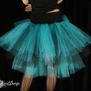 Black Teal Silver Tulle skirt Three Layer Petticoat adult tutu skirt Size Xs Plus dance costume bridesmaid bridal Rave Sisters of the Moon image 4