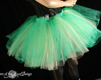 Green & Gold Lucky Adult Tutu skirt two layer Sizes XS- Plus size - roller derby dance halloween costume fairy run race rave cosplay party