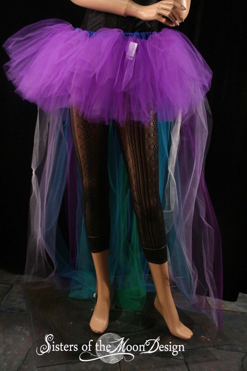 Purple Peacock bustle tutu skirt high low extra poofy halloween costume dance gothic prom bridal Adult Size XS Plus Sisters Of the Moon image 2