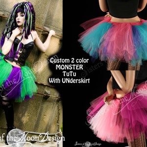 Custom Color Striped adult tutu skirt three layers with underskirt Sizes XS - Plus size - gothic lolita poofy petticoat rave dance costume